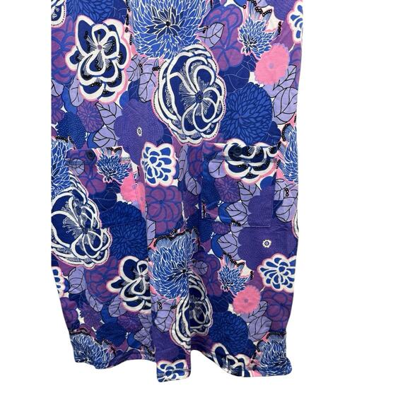 NWT T by Talbots Cotton Blend Terry Dress Blue Floral Print L Petite Spring - Picture 5 of 11